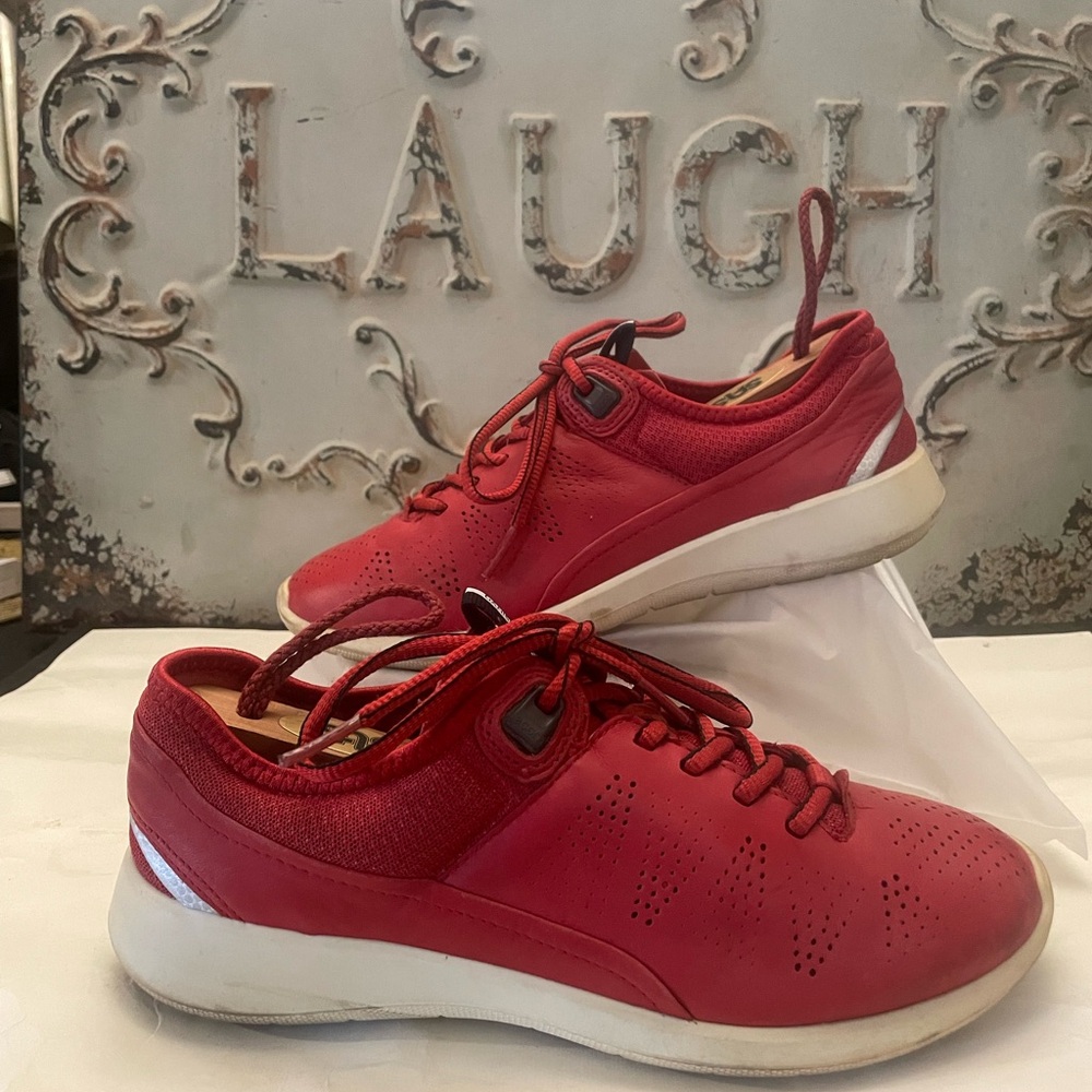 Ecco ,size 37 ,red leather walking sneakers , Danish design